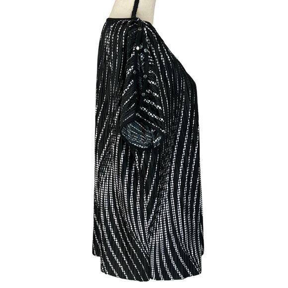 JM Collection Medium Top Abstract Dolman Sleeve Cutout Crinkle Boat Neck Stretch - Picture 5 of 10